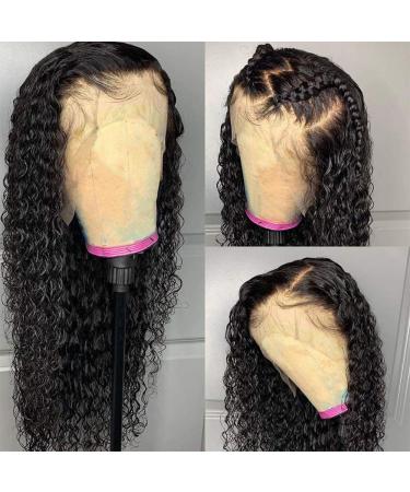 Curly real hair wig 13x6 150 % dense front lace wig real hair Brazilian real hair water wave wig glue glue pre plug baby hair for black women 16 inches