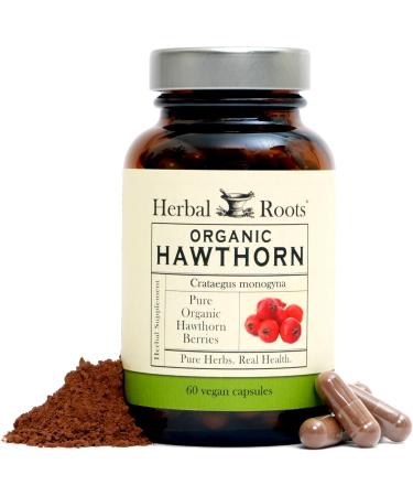 Herbal Roots Organic Hawthorn Berry Capsules - Heart Health - Extra Strength 1,200mg per Serving, Vegan, Made in The USA