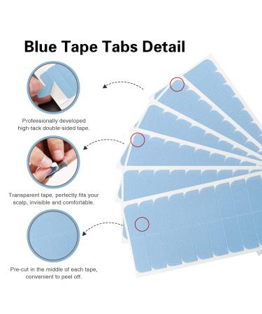 120 Pieces Double Sided Hair Extension Tape Tabs | Adhesive Replacement for Wigs & Hair Extensions - 4cmx0.8cm (Blue - Buy Online on GoSupps.com