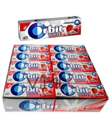 Full Box of New WRIGLEY'S ORBIT White Strawberry & Fruit Smoothie Chewing Gum (White Strawberry)