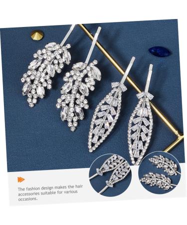 Ipetboom 4 Pairs Rhinestone Hair Clip Hair Barrettes for Women Rhinestone Hair Barrette Silver Hair Clips Silver Headpiece Bridal Hair Accessories Bobby Pin Zinc Alloy Bang Clip Girl Wild - Buy Online on GoSupps.com