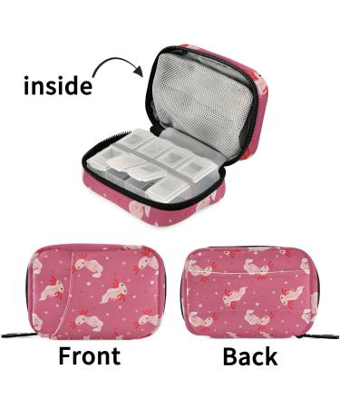 Travel Pill Organizer Case - 7 Day Cute Red Axolotl Weekly Vitamin Holder - Portable Zipper Pouch for Medicine & Supplements - Buy Online on GoSupps.com