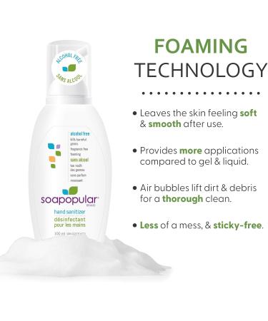 Soapopular Alcohol Free Foam Hand Sanitizer 0.15% Benzalkonium Chloride Hypoallergenic Fragrance Free Safer for Kids 100mL (Pack of 3) - Buy Online on GoSupps.com