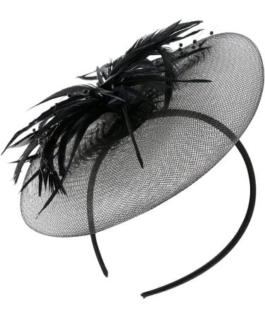 Amosfun Black Fascinator Hat | Elegant Feather Net Mesh Derby Tea Party Headwear for Women & Girls - Buy Online on GoSupps.com