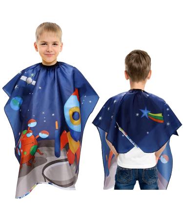 Faletony Kids Haircut Cloak - Waterproof Adjustable Hairdresser Cape with Space Missile Design - Buy Online on GoSupps.com