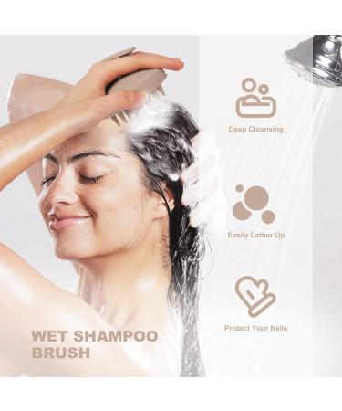 Aimike Silicone Scalp Massage Brush - Eco-Friendly Shampoo Brush for Hair Growth & Relaxation | Wet & Dry Use - Khaki - Buy Online on GoSupps.com