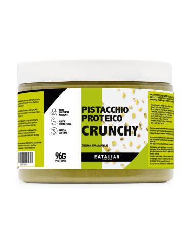 Eatalian by AMZ Better Protein Pistachi cream Crunchy 500 GR string cream with pistachio grains sweet taste ideal on bread for filling sweets ice cream cake made in Italy