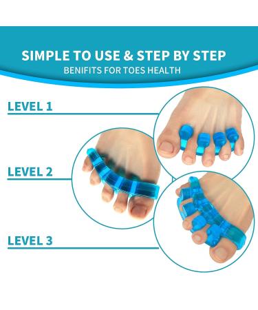AXMIOUS Toe Separators - Bunion Corrector & Toe Spacers (2 Pairs) - Silicone Gel for Bunions & Toe Alignment - Blue - Buy Online on GoSupps.com