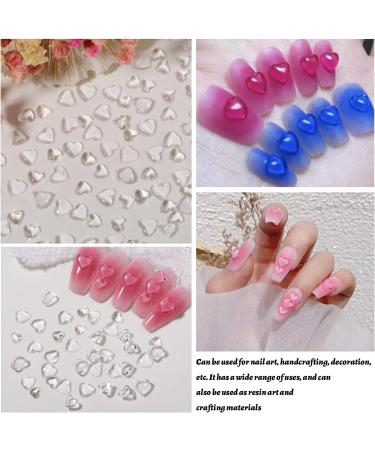 200PCS 3D Heart Nail Art Charms - Clear Acrylic Rhinestones for Women & Girls DIY Manicure - Buy Online on GoSupps.com