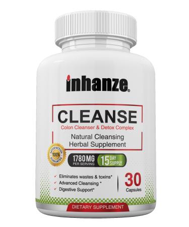 inhanze Colon Cleanse & Detox - Gut Cleanser & Support - Flush Out Waste and Toxins - 3 to 15-Day Body Cleanser Fast-Acting with Cascara Sagrada Senna Leaf Probiotic - for Men & Women