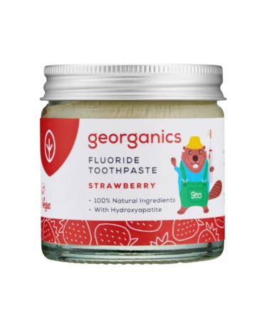 Georganics Kids Fluoride Toothpaste with Hydroxyapatite – Natural Non-Foaming Strawberry Toothpaste – Fight Cavities, Remineralizing, Vegan & Cruelty-Free –