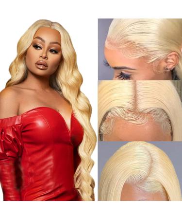 30 inch 613 Lace Front Wig Human Hair 13x4 Body Wave 613 HD Lace Frontal Wig Human Hair Pre Plucked Blonde Lace Front Wigs Human Hair with Baby Hair 613 Blonde Wig Human Hair 30 Inch 613 body wave lace front wig