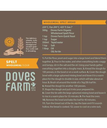 Doves Farm Organic Spelt Wholemeal Flour 1Kg | The delicious wheaty nutty flavour of this stoneground ancient grain flour works well in all baking. - Buy Online on GoSupps.com