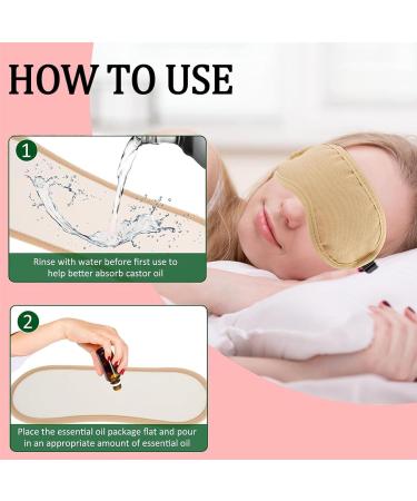Organic Castor Oil Eye Mask Pack - 3 Reusable Adjustable Wraps for Sleep Dryness & Dark Circles Improve Eyelashes & Eyebrows - Khaki - Buy Online on GoSupps.com