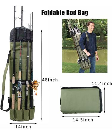 JSHANMEI Waterproof Fishing Pole Bag with Rod Holder - Holds 5 Poles, Tackle Storage & Organizer for Men - Travel Case with Large Capacity - Buy Online on GoSupps.com