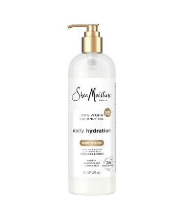 SheaMoisture Daily Hydration Body Lotion with 100% Virgin Coconut Oil Shea Butter Coconut Milk and Pro-Ceramides Quickly Nourish & Soften Skin 24H Moisturizing 16 oz