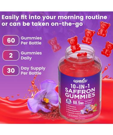 2 Pack Saffron Supplement Gummies 10-in-1 Cortisol Supplement with Saffron 88.5mg Magnesium Rhodiola Rosea Ashwagandha L-Theanine St. John's Wort for Zzz Calm Focus Relaxation 120 Count - Buy Online on GoSupps.com