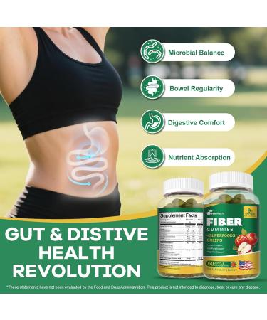 13-in-1 Prebiotic Fiber Gummies for Adults - Fiber Supplement for Women and Men with Greens Blend Inulin & ACV for Digestive Gut Health - Sugar Free Apple Flavor 60 Vegan Gummies 60 Count (Pack of 1) - Buy Online on GoSupps.com