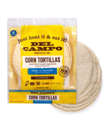 Del Campo Soft Corn Tortillas  8 Inch Round. 100% Delicious Gluten Free and Authentic Mexican Food. Many Serving Options: Wraps, Tacos, Quesadillas or Burritos, Kosher. (8ct.) (Single) 14 Ounce (Pack of 1)