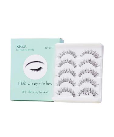 10 Pairs of 100% Handmade Natural Long 3D False Eyelashes - Premium Black Eyelash Extensions for Flawless Beauty - Buy Online on GoSupps.com