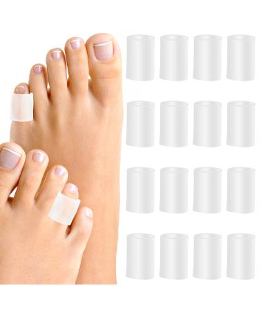 16 PCS Toe Protectors Silicone Pinky Toe Protector Transparent Silicone Tubes for Corns Blisters Calluses Silicone Toe Sleeve Pinky Toe Cushions for Pain Relief and Protect Injured Toes