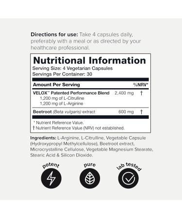 Nitric Oxide L-Arginiine and L-Citrulline Clinically Proven No Booster Toniiq  - 120 Capsules  - Buy Online on GoSupps.com