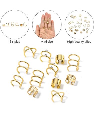 Niuhong 24 Pieces Dreadlocks Jewellery Braids Hair Clips Braiding Hair Cuffs Hair Rings Braids Viking Braids Loc Hair Accessories Hair Clip Braids Accessories Women and Girls (Golden) - Buy Online on GoSupps.com