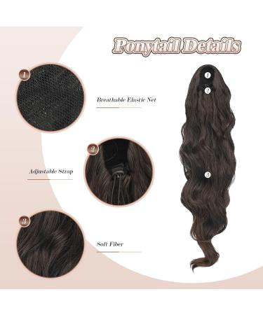 Feshfen 60cm Ponytail Hair Extension - Wavy Curly Synthetic Hairpiece for Women | Black to Brown Gradient - Buy Online on GoSupps.com
