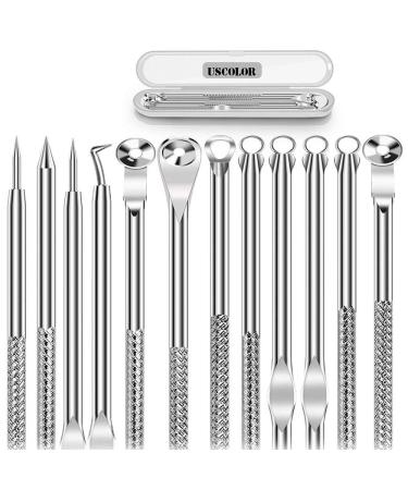 6PCS Dual Heads Blackhead Remover, Pimple Comedone Extractor, Acne Whitehead Blemish Removal Kit, Premium Stainless Steel, Risk Free for Face Skin, with Portable Box 6 Piece Set