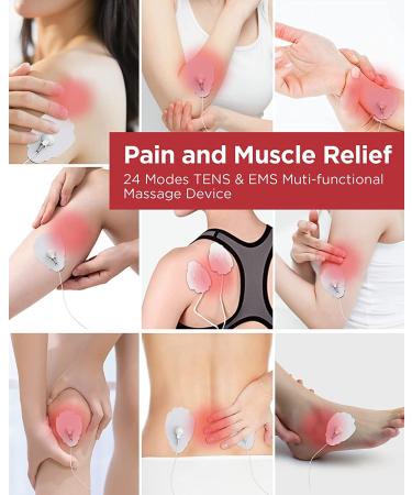 TENKER TENS EMS Unit Muscle Stimulator 24 Modes | Pain Relief & Muscle Strength | Rechargeable Pulse Massager - Buy Online on GoSupps.com