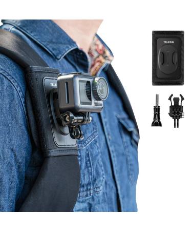 Telesin backpack shoulder strap bracket for GoPro Hero 12/10/9/8/7/5/Mini/Max DJI OSMO Action Insta360 with adjustable shoulder pad and J-hook belt mounting system accessories backpack belt