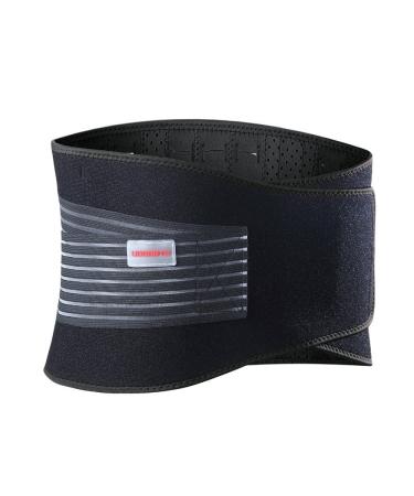 Udoarts Adjustable Lumbar Brace Back Support Belt with 10 Removable Steel Splints and Dual Straps Black Energy