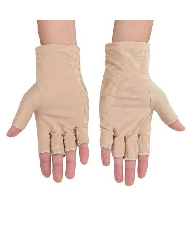 Professional UV Protective Gloves for Nail Art - Anti-UV Fiber Cotton Manicure Tool - Beige - Shop Internationally! - Buy Online on GoSupps.com