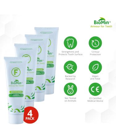 Biomin F Toothpaste 75ml - 4 Pack | Natural Remineralization & Fluoride for Healthy Teeth - Buy Online on GoSupps.com