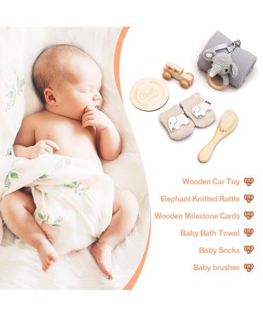 Shop Youuus 6-Piece Baby Gift Set - Newborn Essentials: Bath Towels Handmade Rattles Wooden Toys & More - Perfect for Boys & Girls! - Buy Online on GoSupps.com