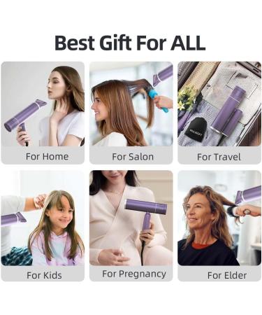 Travel Hair Dryer for Women - Powerful Ionic Blow Dryer Lightweight & Portable with 3 Temp Settings Folding Handle & Storage Bag - Fast Drying in Purple - Buy Online on GoSupps.com
