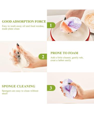 3-Pack Cleaning Kitchen Sponges Oval White Purple Marble Pattern Kitchen Cellulose Dishwashing Wood Pulp Cotton - Buy Online on GoSupps.com