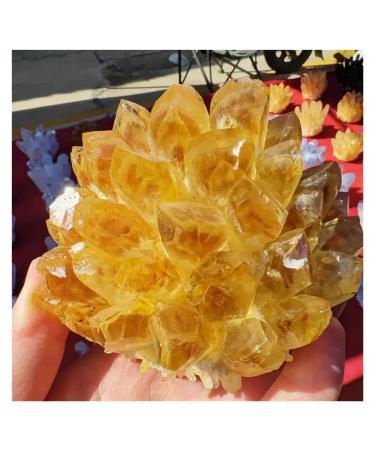 Natural Crystal Rough Crystal Cluster Yellow Phantom Quartz Crystal Cluster Home Office Decoration (Size : 180-240g)