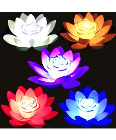SUQ 5 Pieces Lotus Lamp for Outdoor Waterproof LED Garden Light Artificial Lotus Floating Light Floating Flower Lantern Decoration Lighting for Garden Yard Swimming Pool Pond Fountain 18CM - Buy Online on GoSupps.com