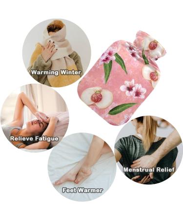 Naanle Peach Cherry Floral Heat Bottle with Cover - 2L Transparent Hot Water Bottle for Pain Relief Bed Warmer & Cold Therapy - Buy Online on GoSupps.com
