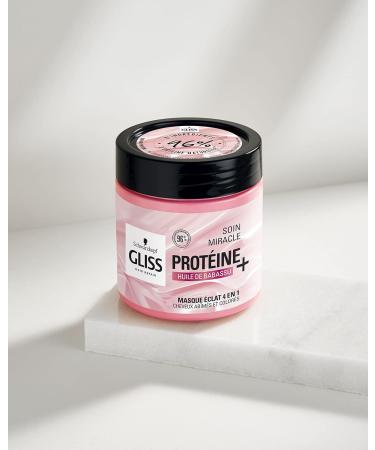 Schwarzkopf - Gliss - Miracle Radiance Treatment Mask 4 in 1 - Damaged and colored hair - Hair care - 96% ingredients of natural origin - 400ml jar - Buy Online on GoSupps.com