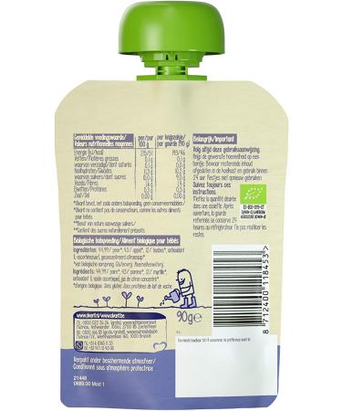 Nutricia Nederland BV Olvarit BIO Pear Apple Blueberry 6+ months squeeze bags 6x 90 grams - Buy Online on GoSupps.com