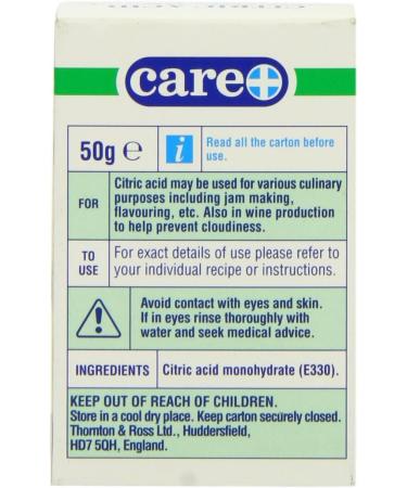 Care 50g Citric Acid Monohydrate BP - High Quality Citric Acid for Various Uses - Buy Online on GoSupps.com