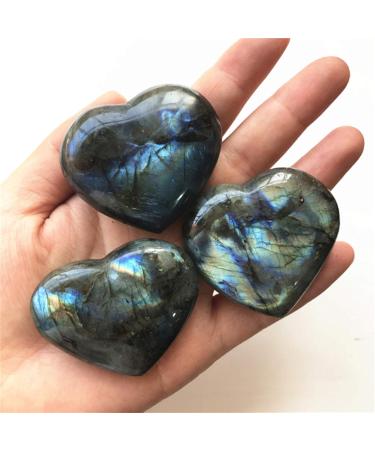 Moonstone Crystal Heart Shape Natural Labradorite Palm Stone Healing Gemstone Mineral Reiki Chakra Crystal Polished Pouch - Buy Online on GoSupps.com