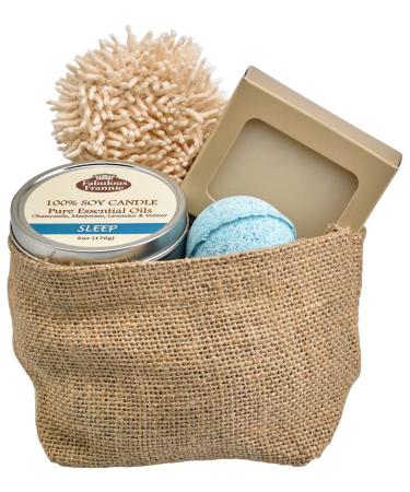 Fabulous Frannie All Natural Good Night Gift Basket Includes 4oz Soap 2.75 Bath Bomb 6oz Candle and Soap Sponge