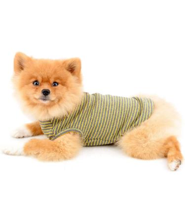 Paidful British Little Dog Shirt - Soft Cotton Striped Vest for Chihuahuas Yorkies & Puppies | Summer Tank Top S Size (20cm Back Length 32cm Bust) - Yellow - Buy Online on GoSupps.com
