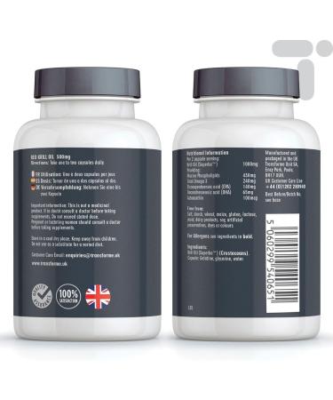 Transforme Superba Red Krill Oil Capsules 1000mg - 180 x 500mg Easy Swallow Softgels with High Omega 3 EPA DHA & Astaxanthin - Antarctic Sourced with Money Back Guarantee - Buy Online on GoSupps.com