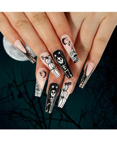 Coffin Press On Nails Gothic Halloween False Nails Full Cover Fake Nails with Jelly Glues for DIY Art Salon Home Halloween Artificial Nails/Fake Nails Halloween Strips Halloween Polish Jp2518 - Buy Online on GoSupps.com