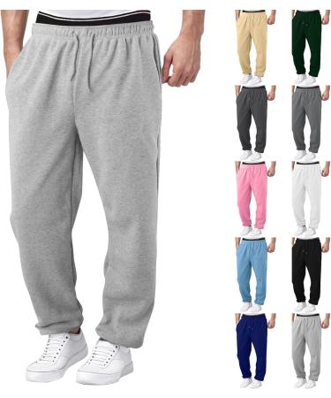 Buy Rumaozia Men's Baggy Cotton Sweatpants - Breathable Wide Leg Jogging & Yoga Pants with Pockets - Classic Training Gray - Buy Online on GoSupps.com