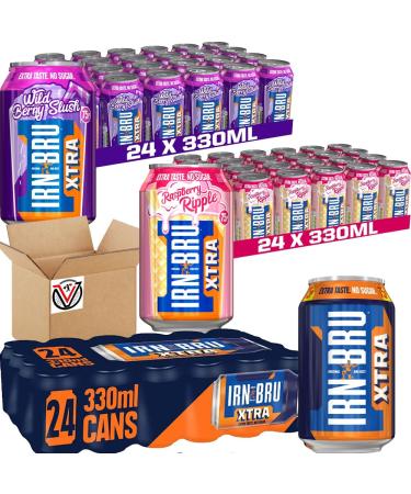 Irnn-Bru No Sugar Limited Edition Xtra Wild Berry Slush Raspberry Ripple Soft Drink Can 330ml | Pick any flavour & Number of cans | VIMIX - Buy Online on GoSupps.com